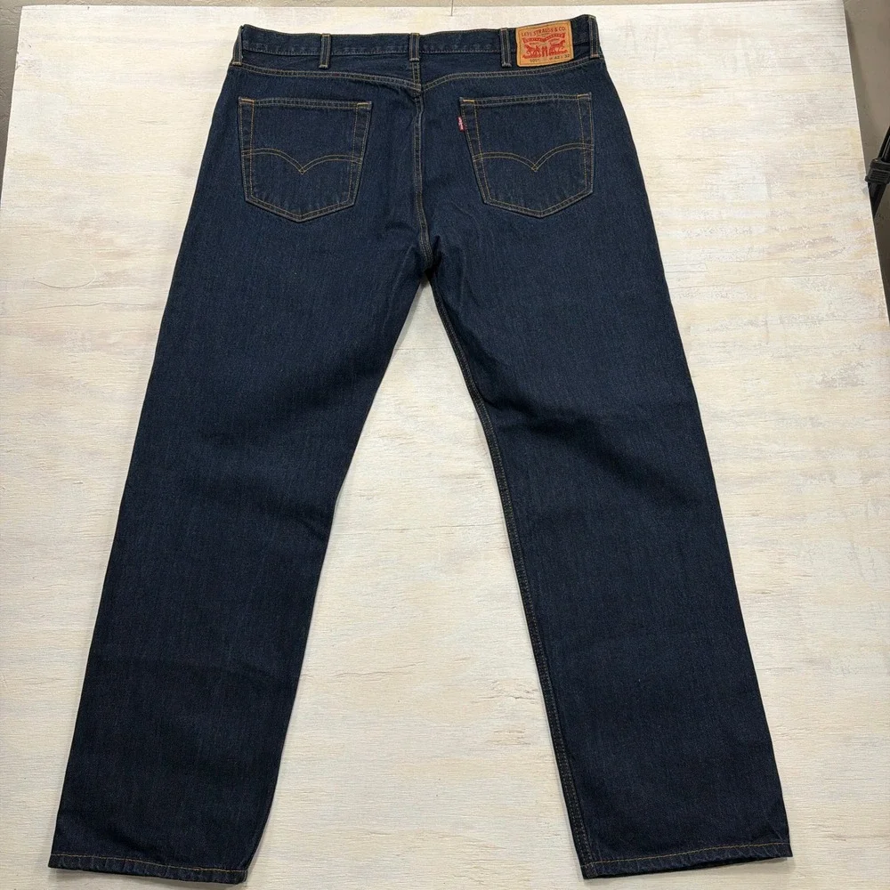 Levi's Jeans 505 Regular Fit Straight Leg Dark Wash Indigo Mens 42x32